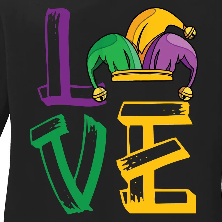 Love Mardi Gras Funny Mardi Gras Party Ladies Long Sleeve Shirt