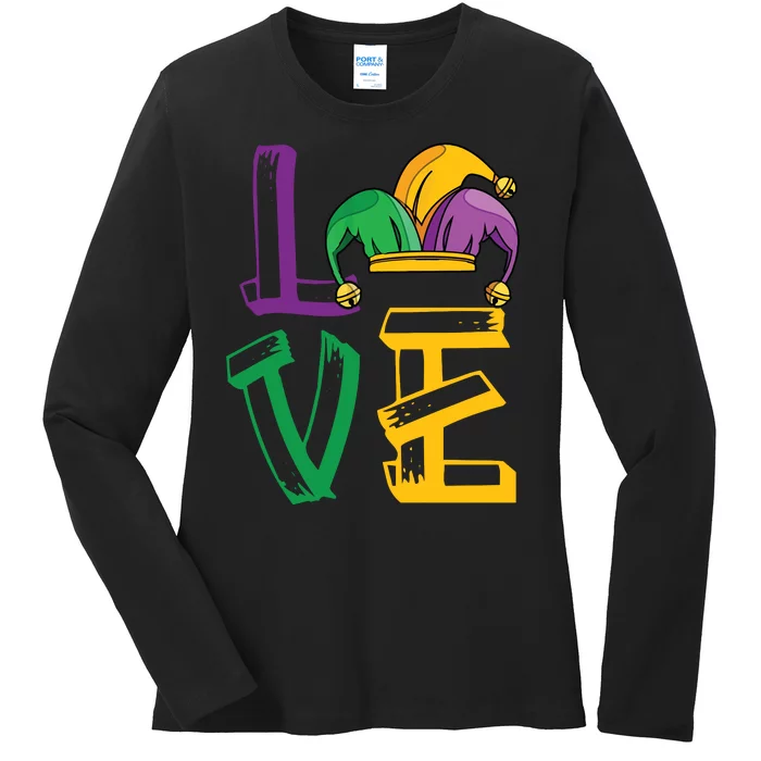 Love Mardi Gras Funny Mardi Gras Party Ladies Long Sleeve Shirt