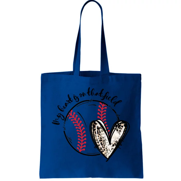 Leopard My Heart Is On That Field Baseball Game Day Vibes Gift Tote Bag