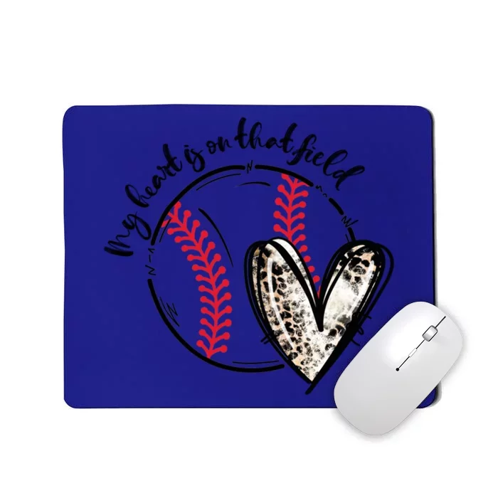 Leopard My Heart Is On That Field Baseball Game Day Vibes Gift Mousepad