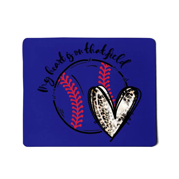 Leopard My Heart Is On That Field Baseball Game Day Vibes Gift Mousepad