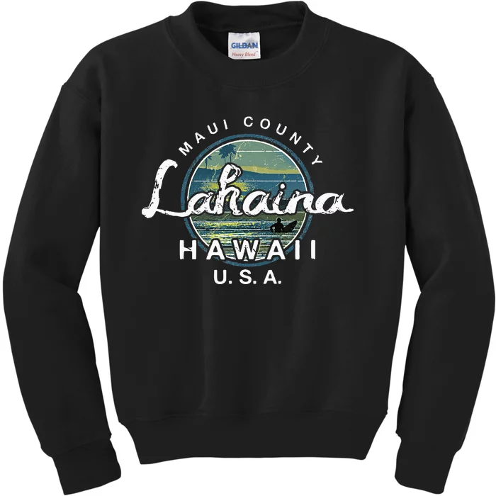 Lahaina Maui Hawaii Surfing Retro Kids Sweatshirt