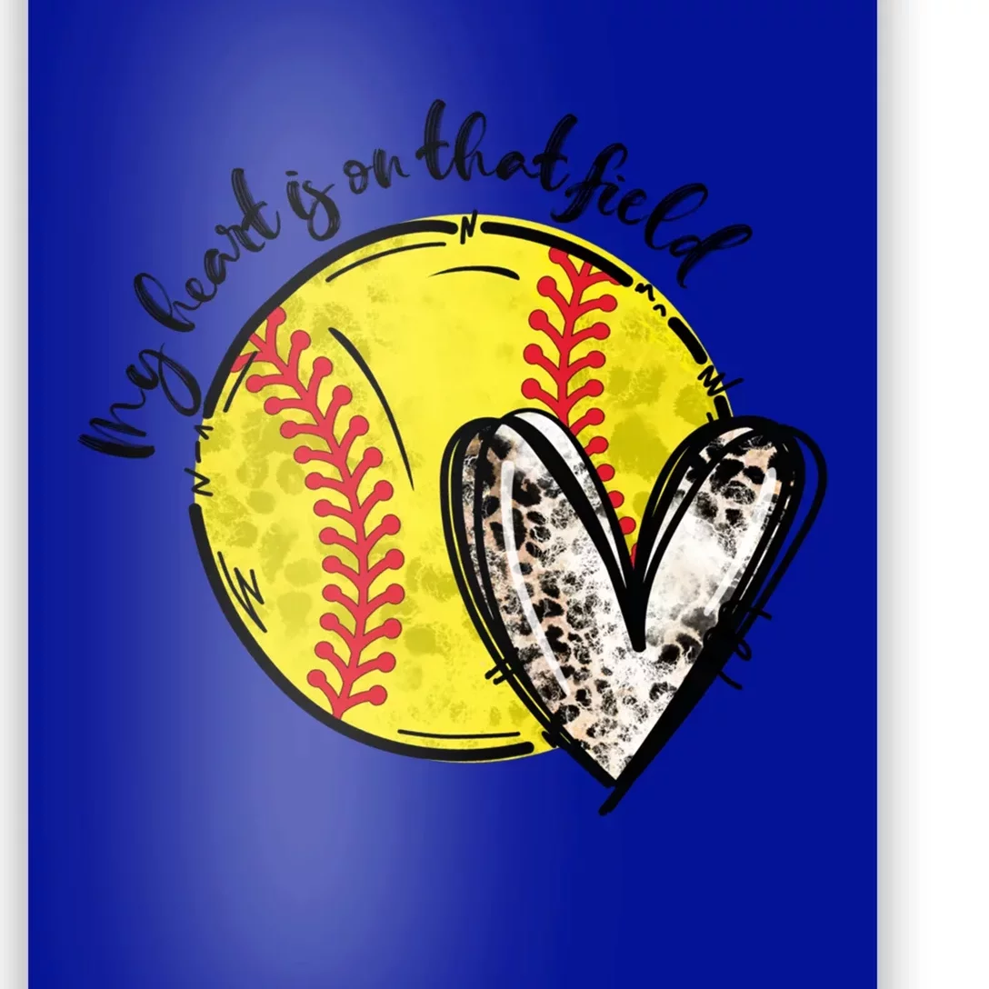 Leopard My Heart Is On That Field Softball Game Day Vibes Gift Poster