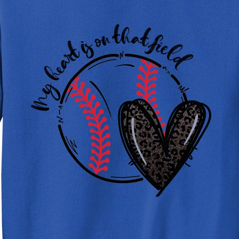 Leopard My Heart Is On That Field Tmeaningful Giftball Heart Game Day Vibe Meani Tall Sweatshirt