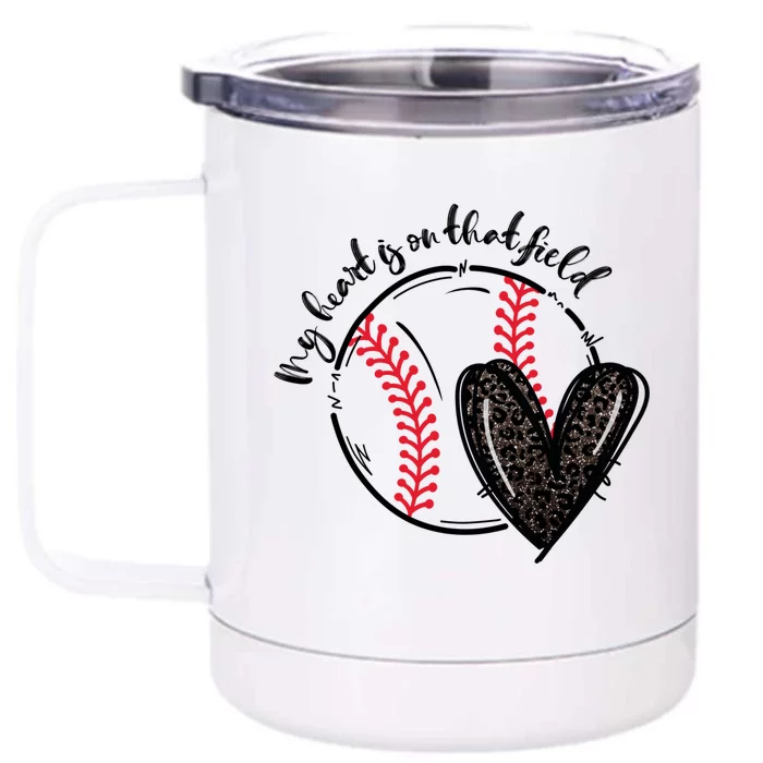 Leopard My Heart Is On That Field Tmeaningful Giftball Heart Game Day Vibe Meani Front & Back 12oz Stainless Steel Tumbler Cup