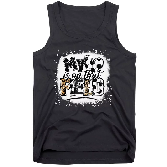 Leopard My Heart Is On That Field Soccer Love Game Day Vibes Tank Top