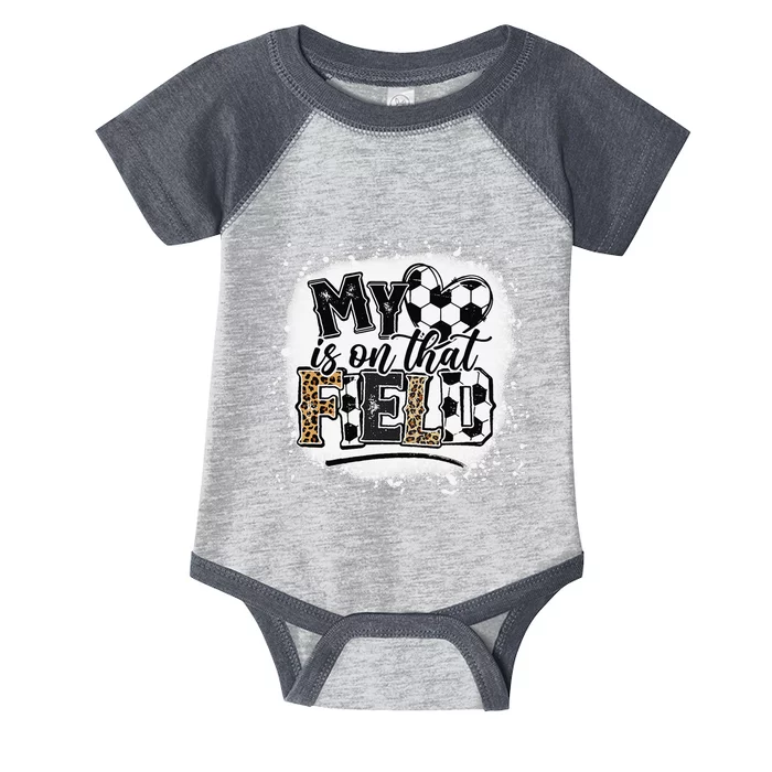 Leopard My Heart Is On That Field Soccer Love Game Day Vibes Infant Baby Jersey Bodysuit