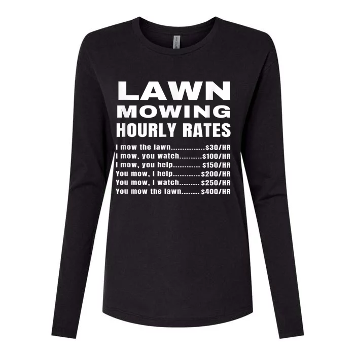 Lawn Mowing Hourly Rates Price List Funny Mow Womens Cotton Relaxed Long Sleeve T-Shirt