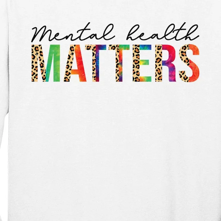 Leopard Mental Health Matters Human Brain Illness Awareness Tall Long Sleeve T-Shirt