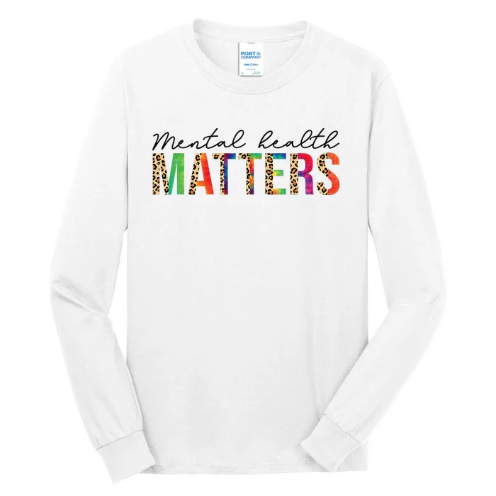 Leopard Mental Health Matters Human Brain Illness Awareness Tall Long Sleeve T-Shirt