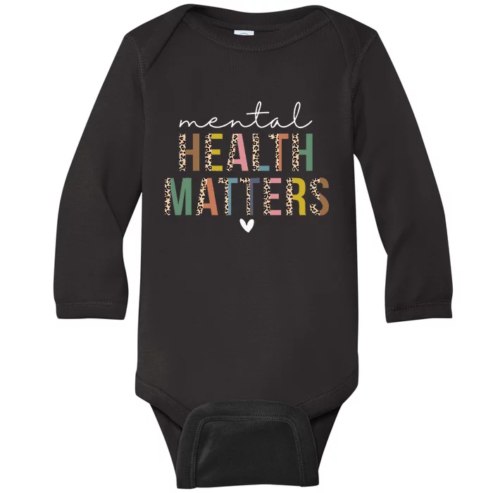 Leopard Mental Health Matters Human Brain Illness Awareness Baby Long Sleeve Bodysuit