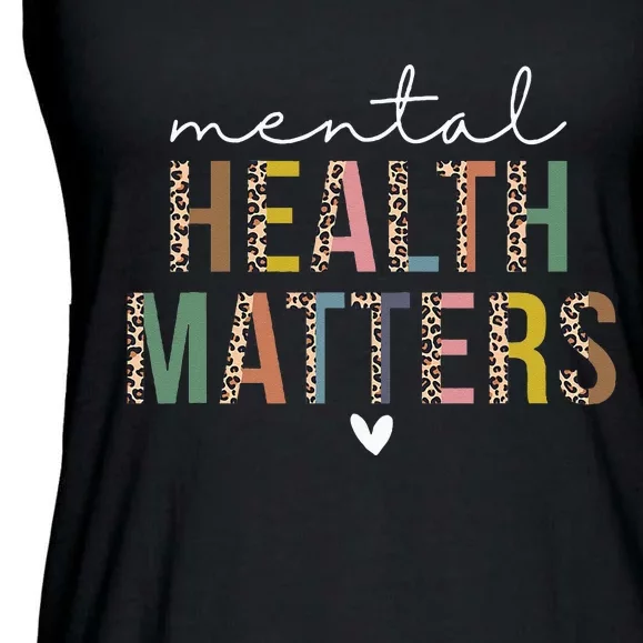 Leopard Mental Health Matters Human Brain Illness Awareness Ladies Essential Flowy Tank