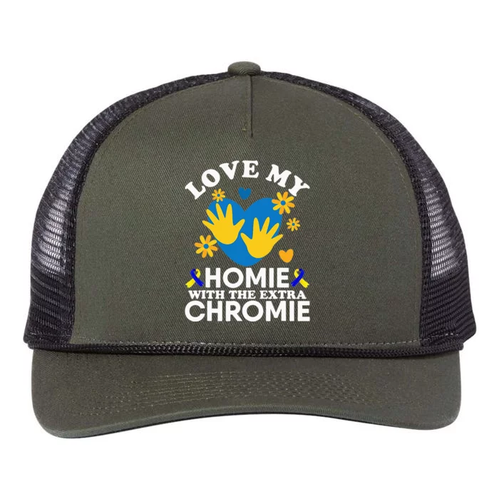 Love My Homie With The Extra Chromie Friend Down Syndrome Retro Rope Trucker Hat Cap