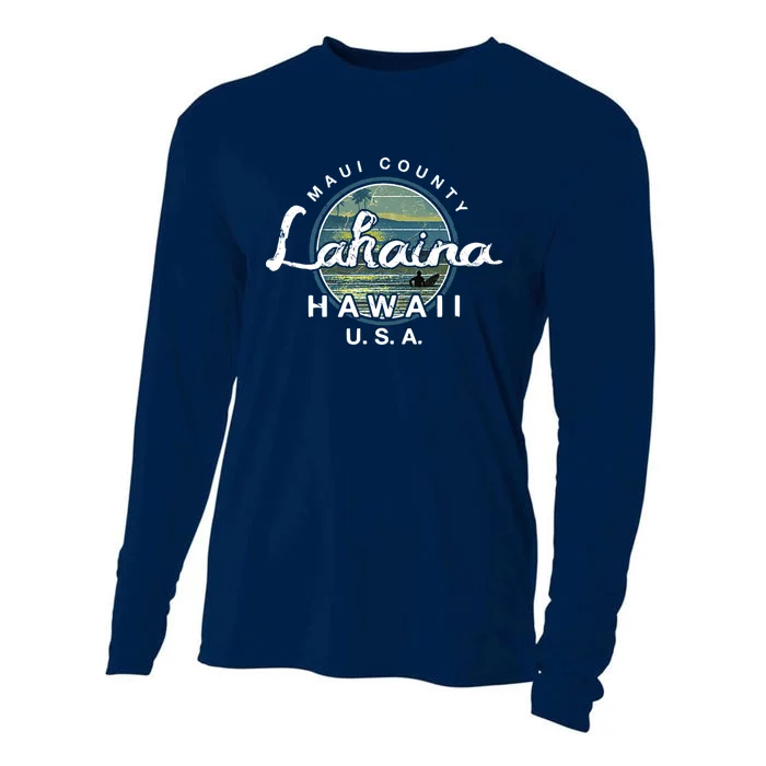 Lahaina Maui Hawaii Surfing Retro Cooling Performance Long Sleeve Crew