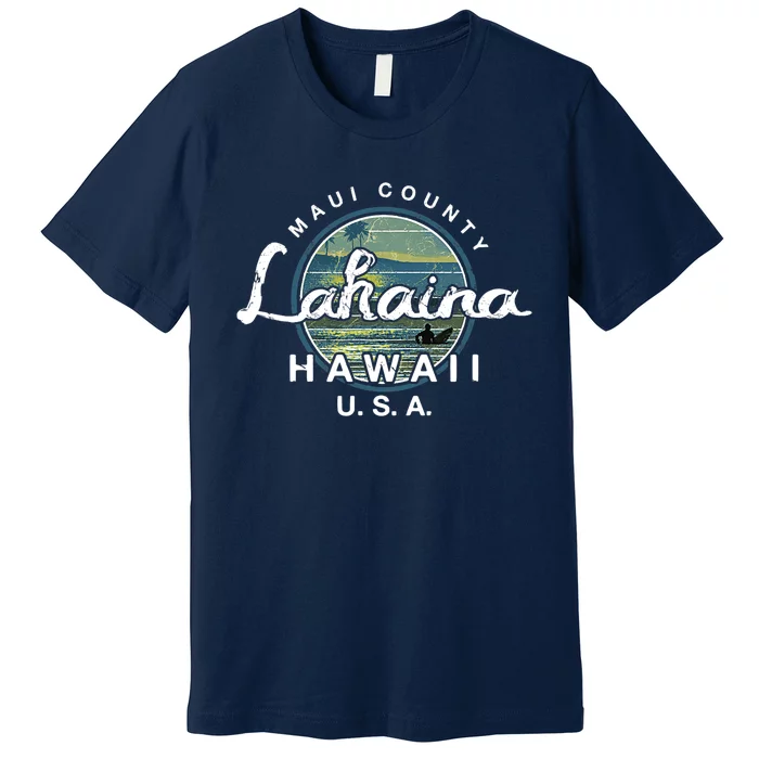 Lahaina Maui Hawaii Surfing Retro Premium T-Shirt