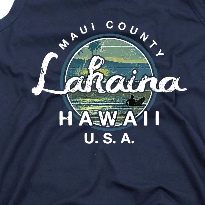 Lahaina Maui Hawaii Surfing Retro Tank Top