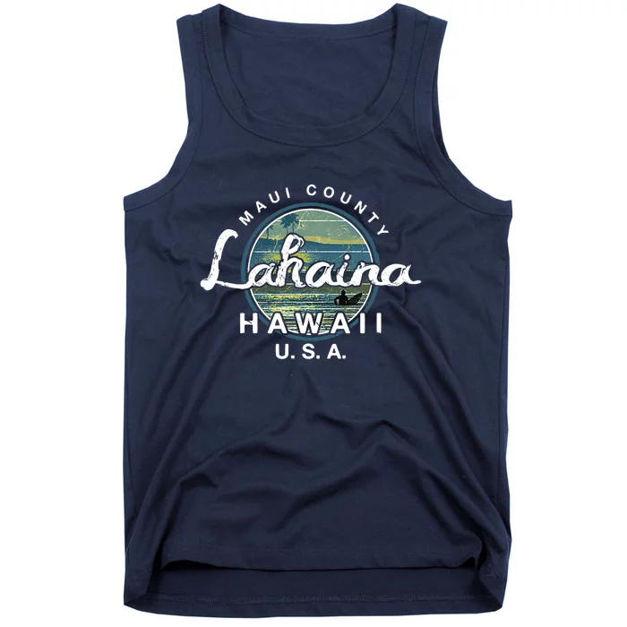 Lahaina Maui Hawaii Surfing Retro Tank Top