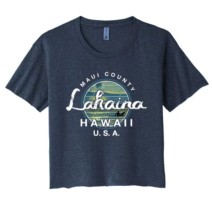 Lahaina Maui Hawaii Surfing Retro Women's Crop Top Tee