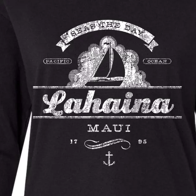 Lahaina Maui HI Sailboat Vintage Nautical Tee Womens Cotton Relaxed Long Sleeve T-Shirt