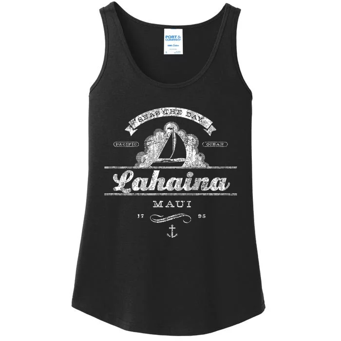 Lahaina Maui HI Sailboat Vintage Nautical Tee Ladies Essential Tank