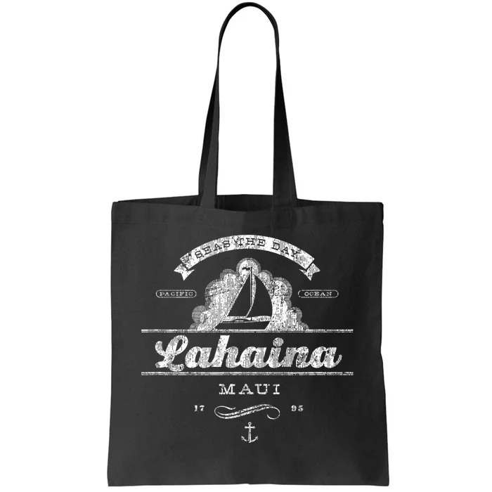 Lahaina Maui HI Sailboat Vintage Nautical Tee Tote Bag