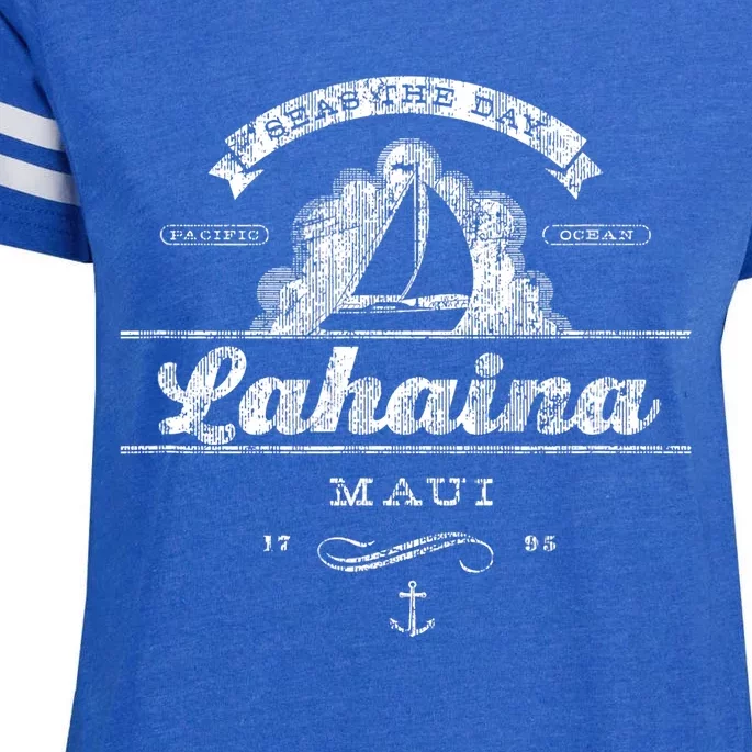 Lahaina Maui HI Sailboat Vintage Nautical Tee Enza Ladies Jersey Football T-Shirt