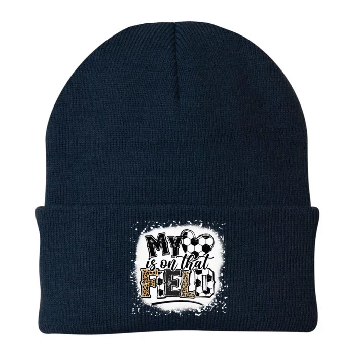 Leopard My Heart Is On That Field Soccer Love Knit Cap Winter Beanie