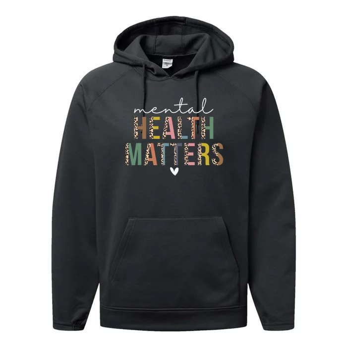 Leopard Mental Health Matters Human Brain Illness Awareness Performance Fleece Hoodie