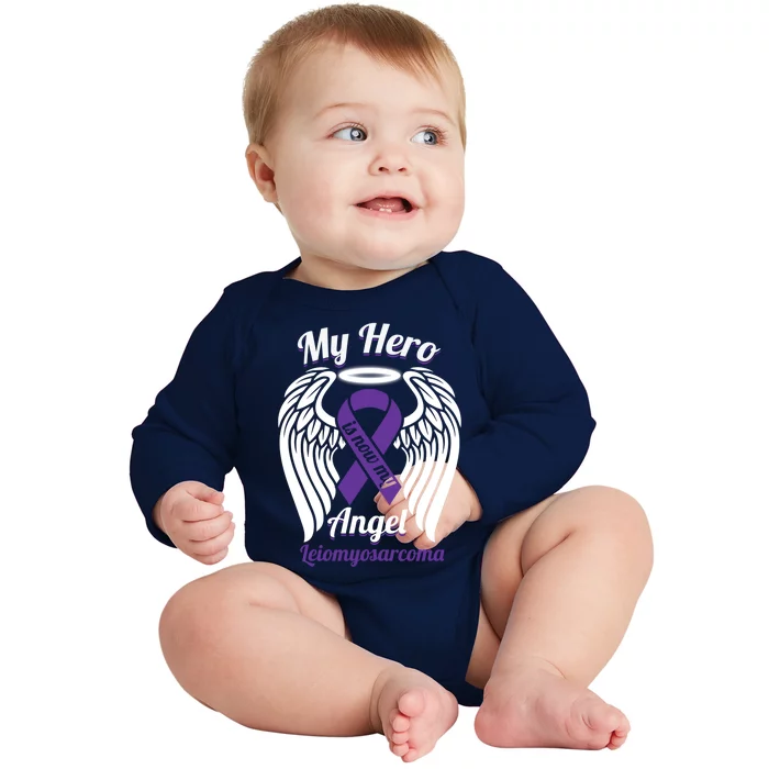 Leiomyosarcoma My Hero Is Now My Angel Wings Meaningful Gift Cute Gift Baby Long Sleeve Bodysuit