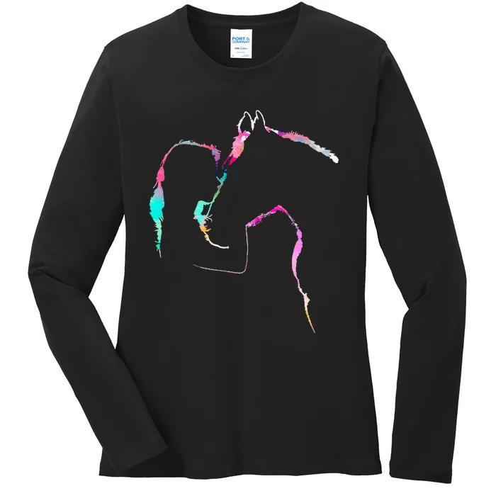 Love My Horse Happiness Racing Riding Equestrian Women Ladies Long Sleeve Shirt