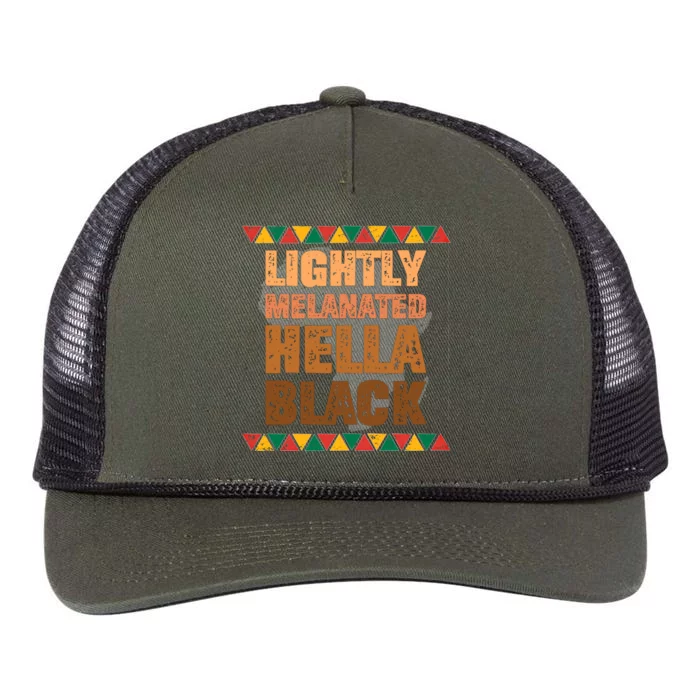 Lightly Melanated Hella Black Melanin Black History Month Gift Retro Rope Trucker Hat Cap