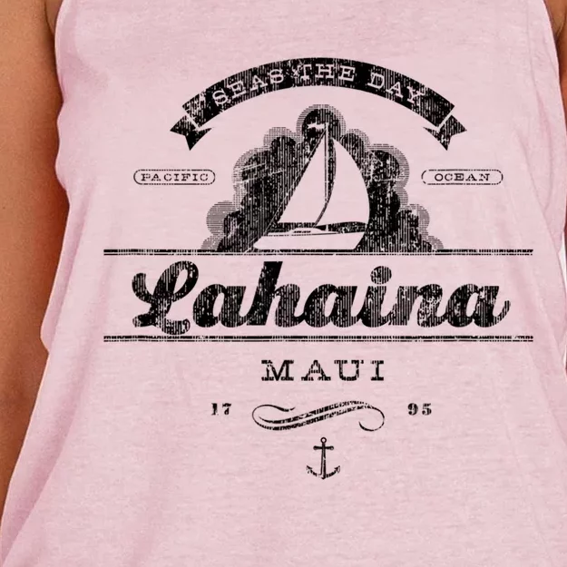 Lahaina Maui Hi Sailboat Cool Gift Vintage Nautical Tee Women's Knotted Racerback Tank