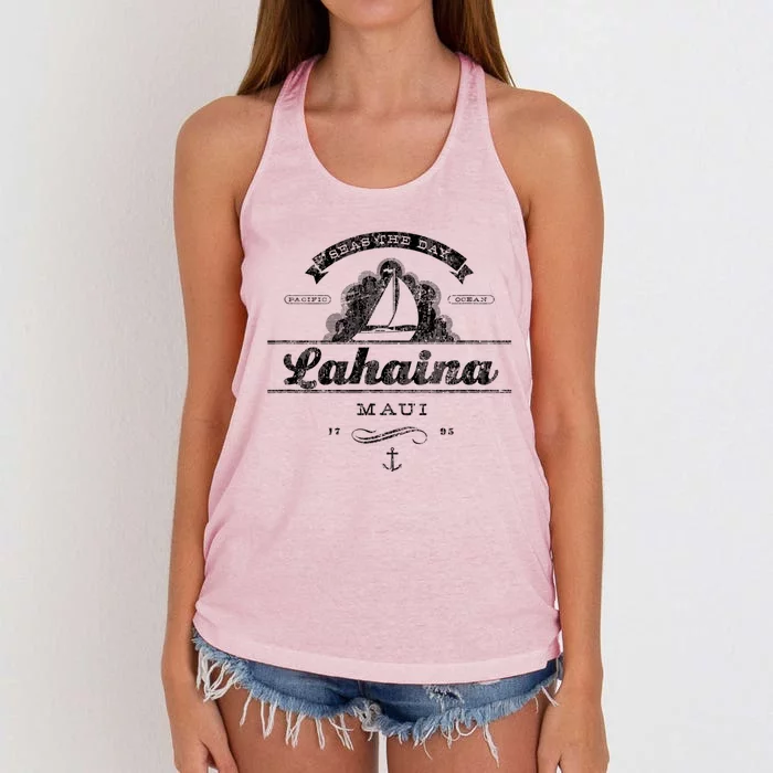 Lahaina Maui Hi Sailboat Cool Gift Vintage Nautical Tee Women's Knotted Racerback Tank