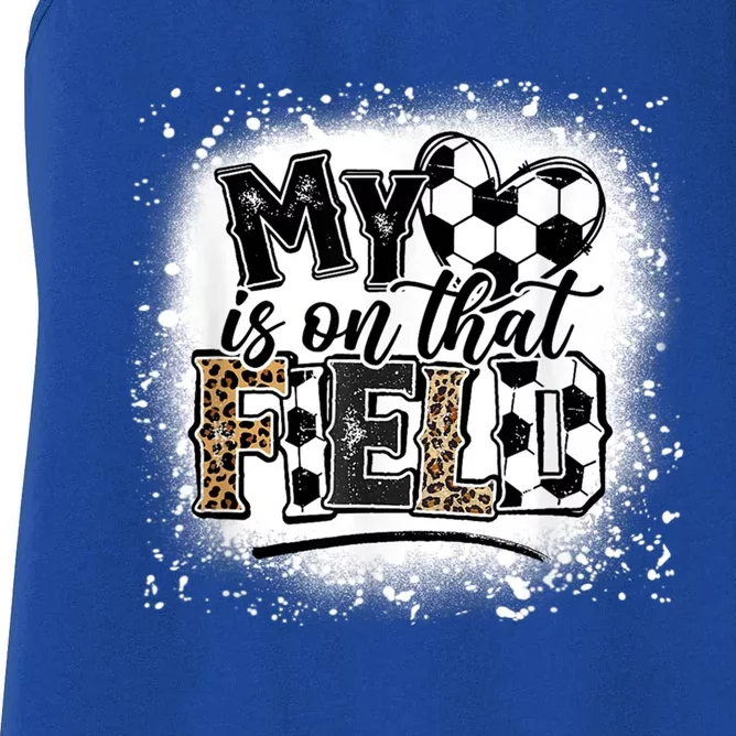 Leopard My Heart Is On That Field Soccer Love Game's Day Cool Gift Women's Racerback Tank