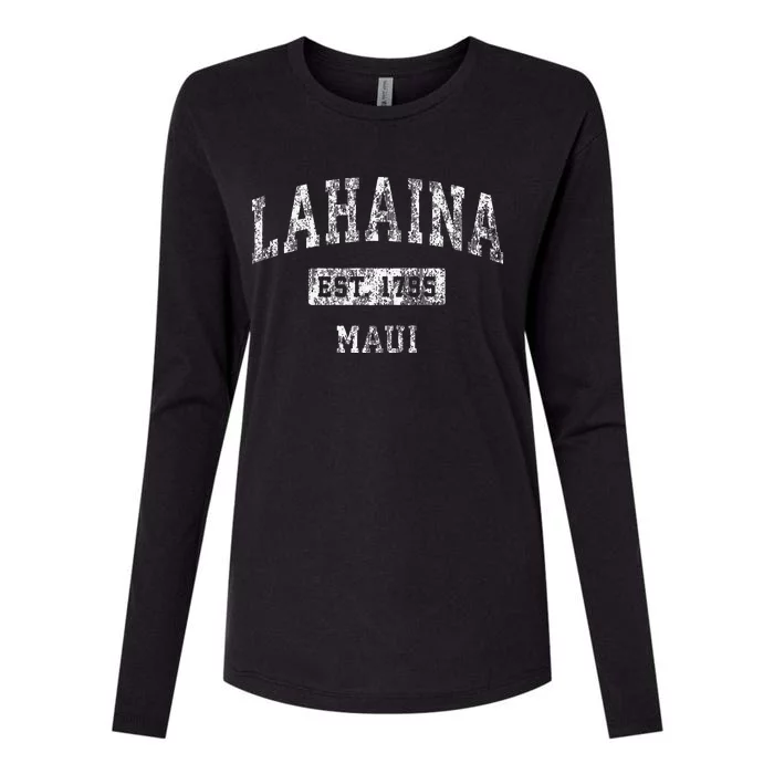 Lahaina Maui Hawaii HI Vintage Established Sports Design Womens Cotton Relaxed Long Sleeve T-Shirt