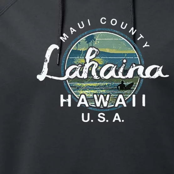 Lahaina Maui Hawaii Surfing Retro Performance Fleece Hoodie