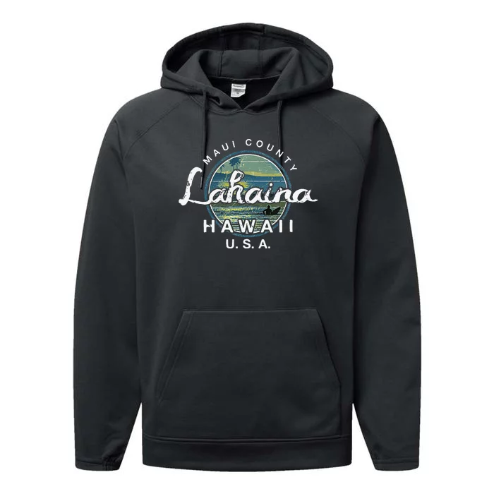 Lahaina Maui Hawaii Surfing Retro Performance Fleece Hoodie