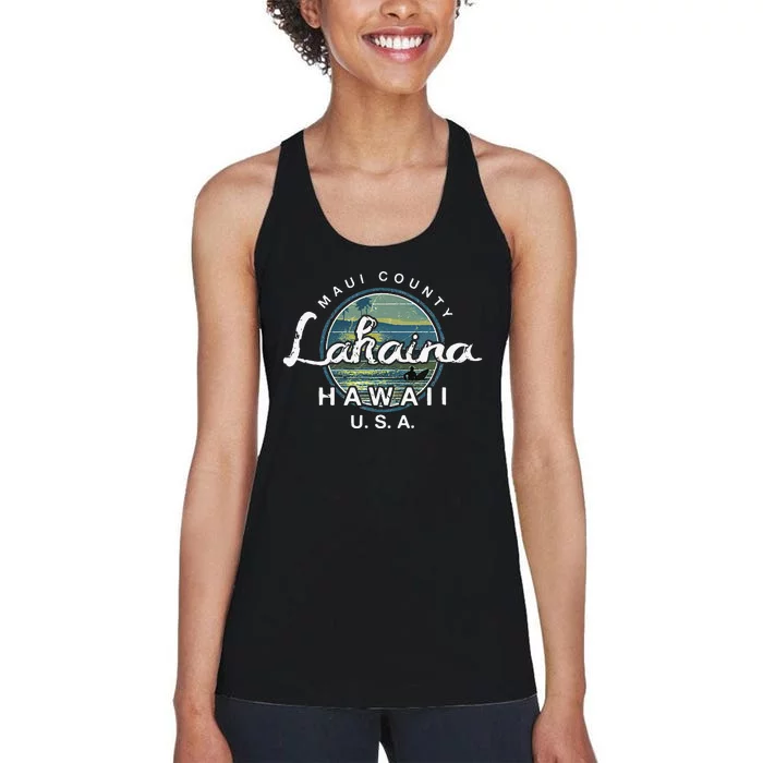 Lahaina Maui Hawaii Surfing Retro Women's Racerback Tank