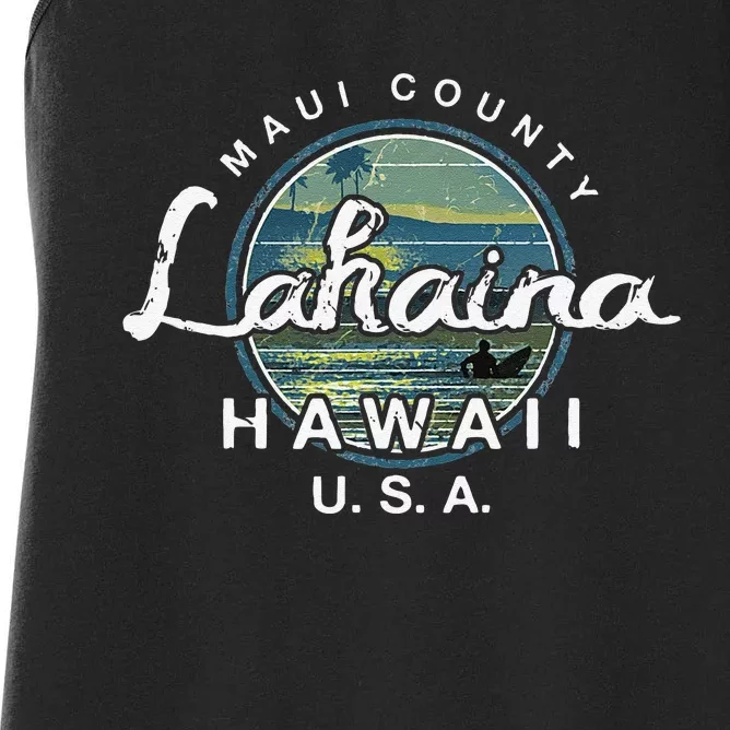 Lahaina Maui Hawaii Surfing Retro Women's Racerback Tank