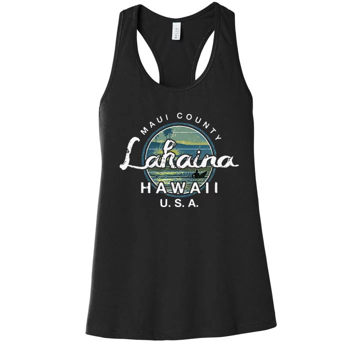 Lahaina Maui Hawaii Surfing Retro Women's Racerback Tank