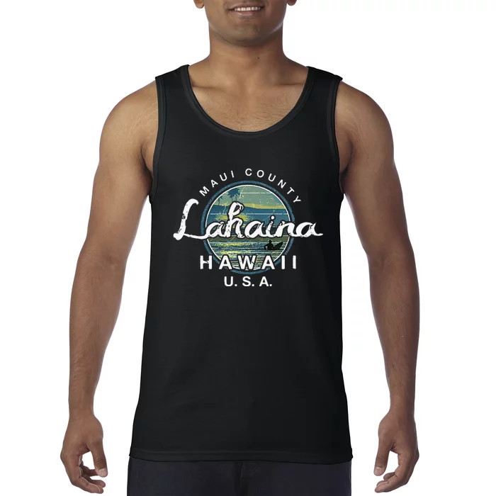 Lahaina Maui Hawaii Surfing Retro Tank Top