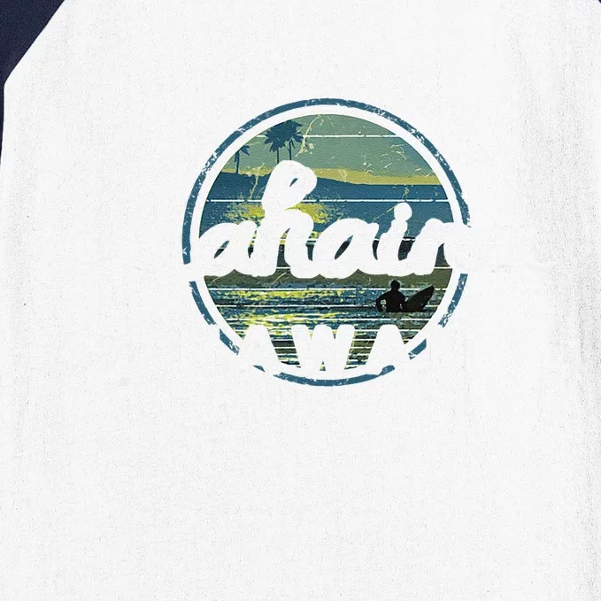 Lahaina Maui Hawaii Surfing Retro Baseball Sleeve Shirt