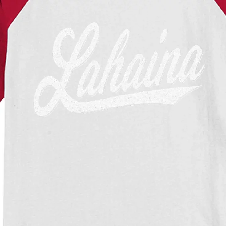 LAHAINA MAUI HAWAII VARSITY SCRIPT SPORTS JERSEY STYLE TEE Kids Colorblock Raglan Jersey