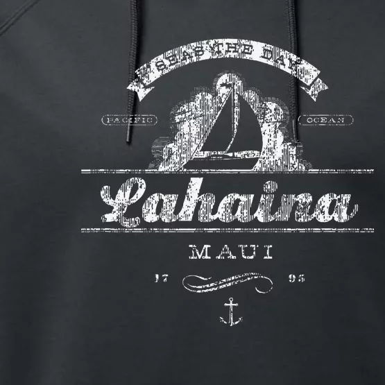 Lahaina Maui HI Sailboat Vintage Nautical Tee Performance Fleece Hoodie