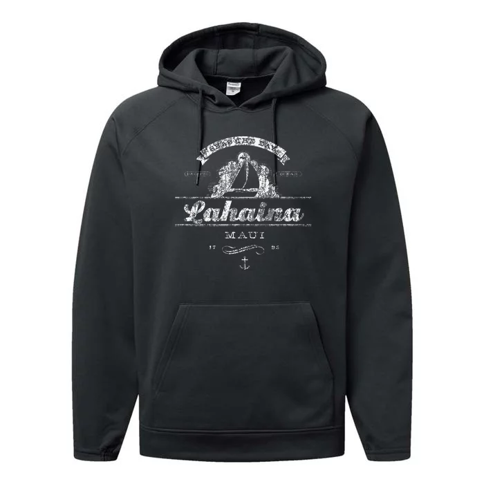 Lahaina Maui HI Sailboat Vintage Nautical Tee Performance Fleece Hoodie