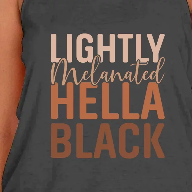 Lightly Melanated Hella Black History Melanin African Pride Women's Knotted Racerback Tank