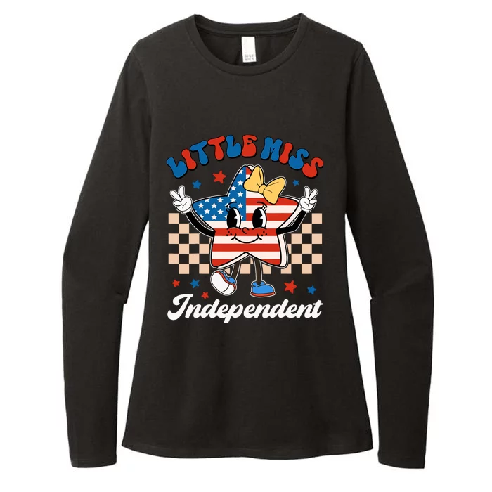 Little Miss Independent 4th Of July Girl Groovy Womens CVC Long Sleeve Shirt