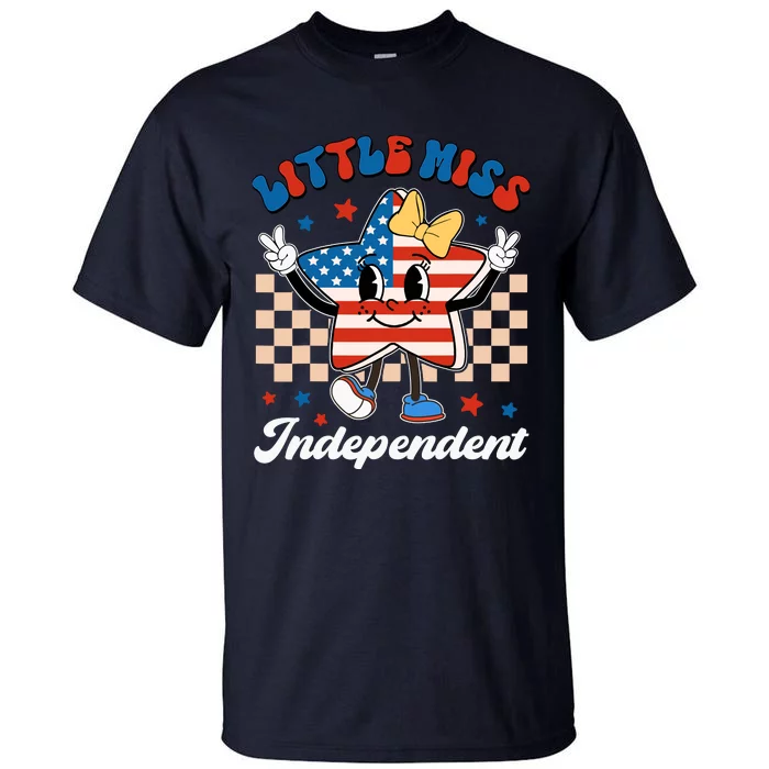 Little Miss Independent 4th Of July Girl Groovy Tall T-Shirt