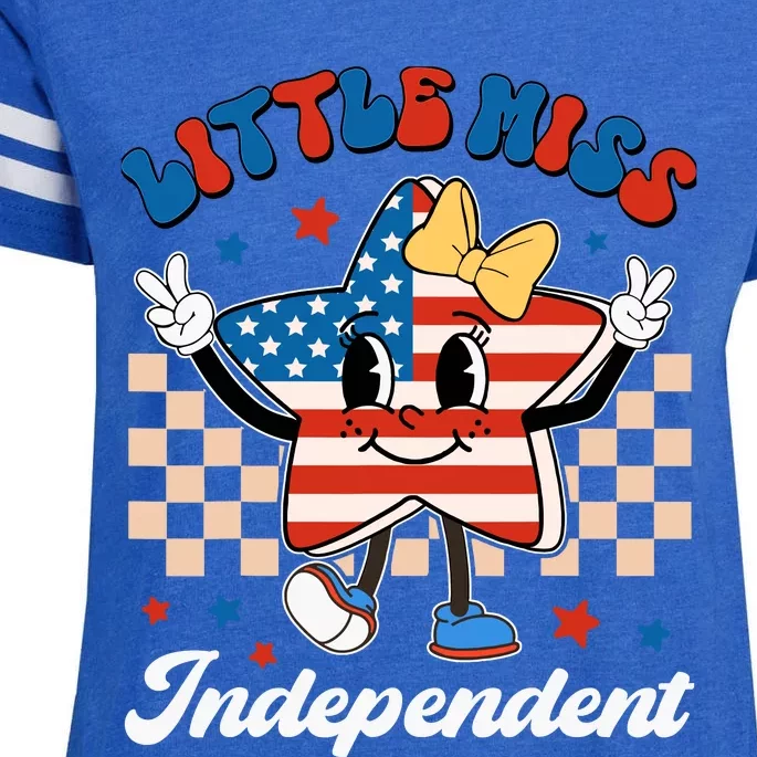 Little Miss Independent 4th Of July Girl Groovy Enza Ladies Jersey Football T-Shirt