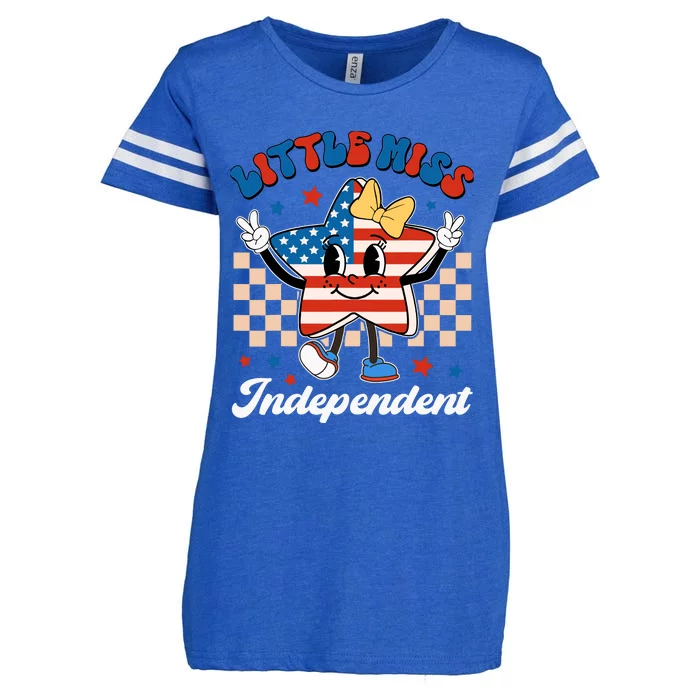 Little Miss Independent 4th Of July Girl Groovy Enza Ladies Jersey Football T-Shirt